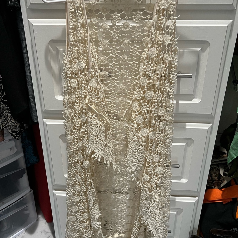 Altar'd State Cream Floral crochet cardigan